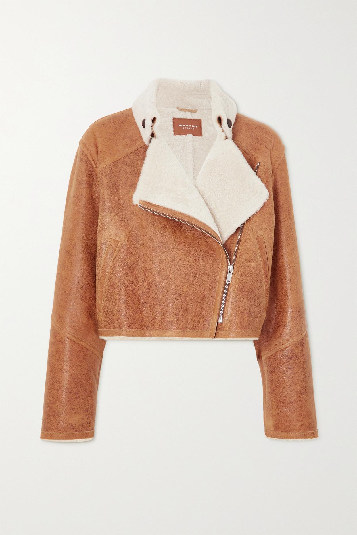 Étoile Isabel Marant Apstya Cropped Shearling Jacket in White | Lyst