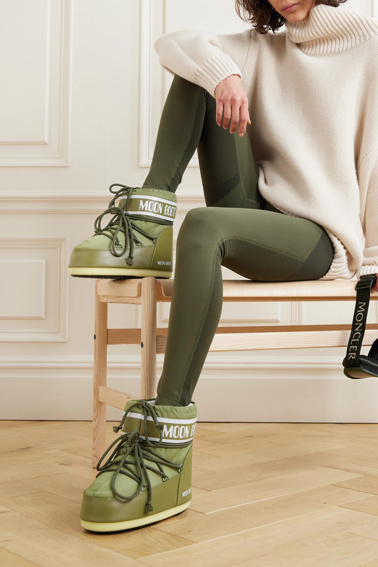 Moon Boot Icon Low Shell And Faux Leather Snow Boots in Green Lyst