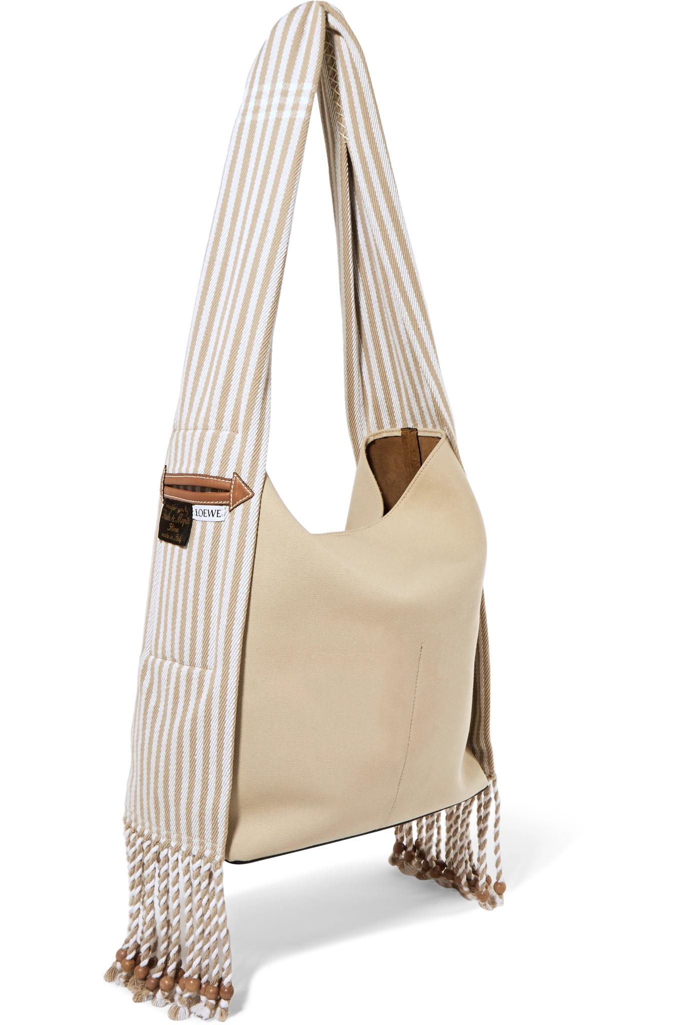 Loewe Paula s Ibiza Scarf Striped Cotton canvas Shoulder Bag in