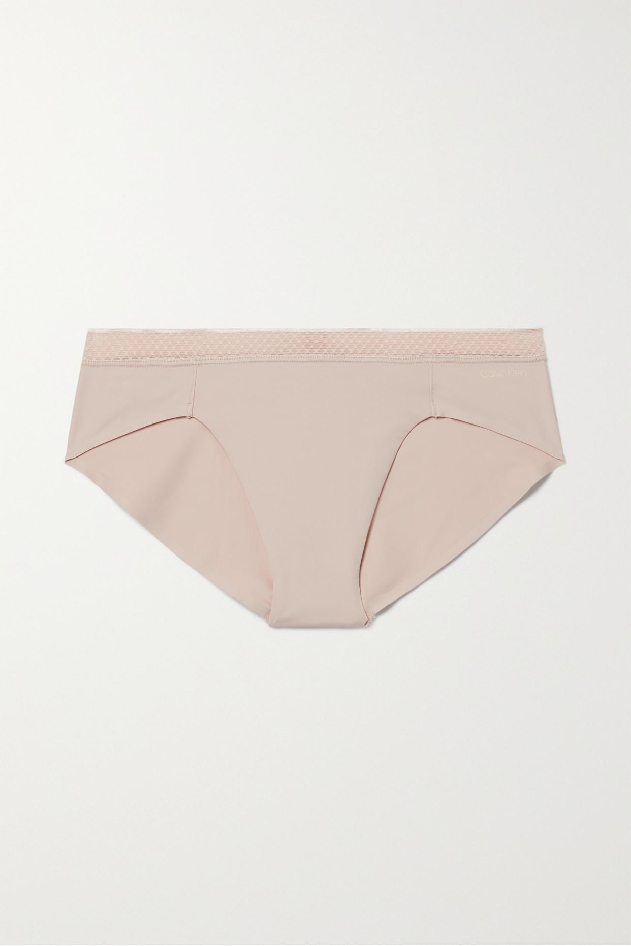 Calvin Klein Seductive Comfort Lace-trimmed Stretch Recycled-jersey Briefs  in Natural | Lyst