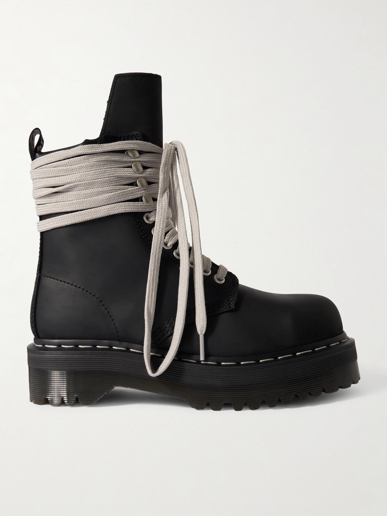 Rick Owens Dr. Martens 1460 Quad Sole Leather Ankle Boots in Black