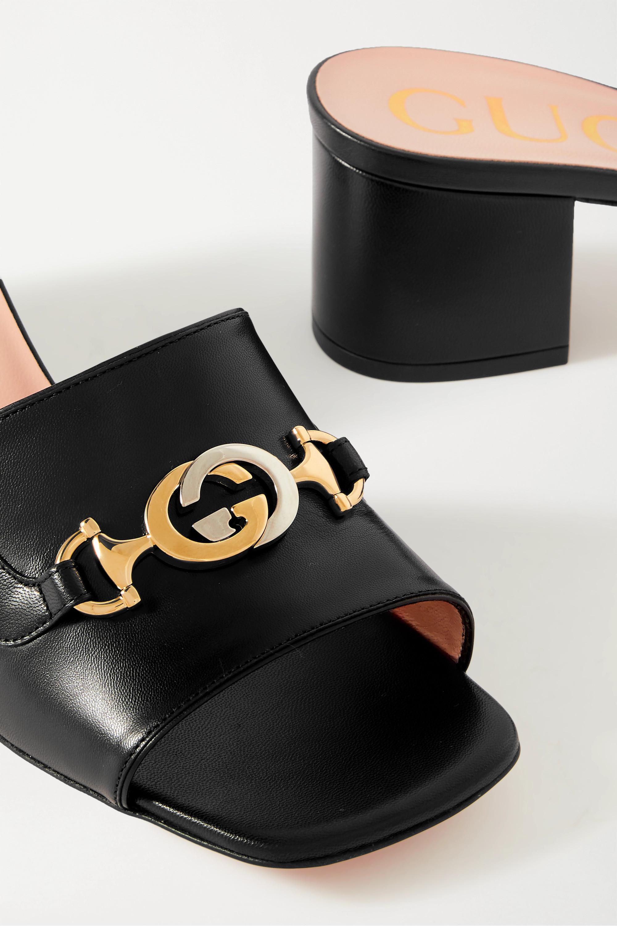 Gucci Zumi Embellished Leather Mules in 