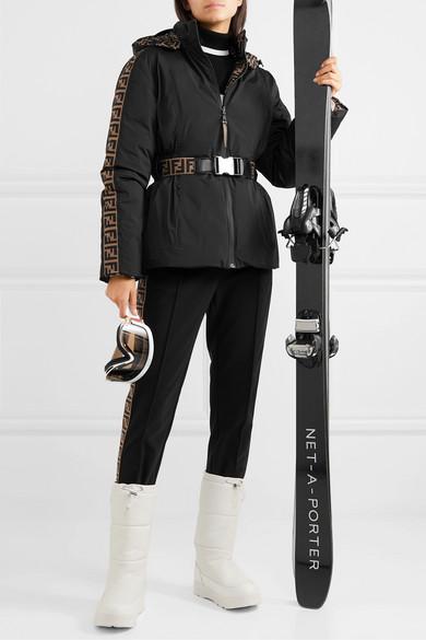 Fendi Reversible Belted Printed Ski Jacket in Black