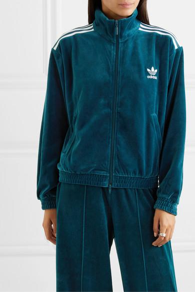 adidas Originals Trainingsjacke Aus Samt Aus Einer Baumwollmischung Mit  Streifen in Blau | Lyst CH