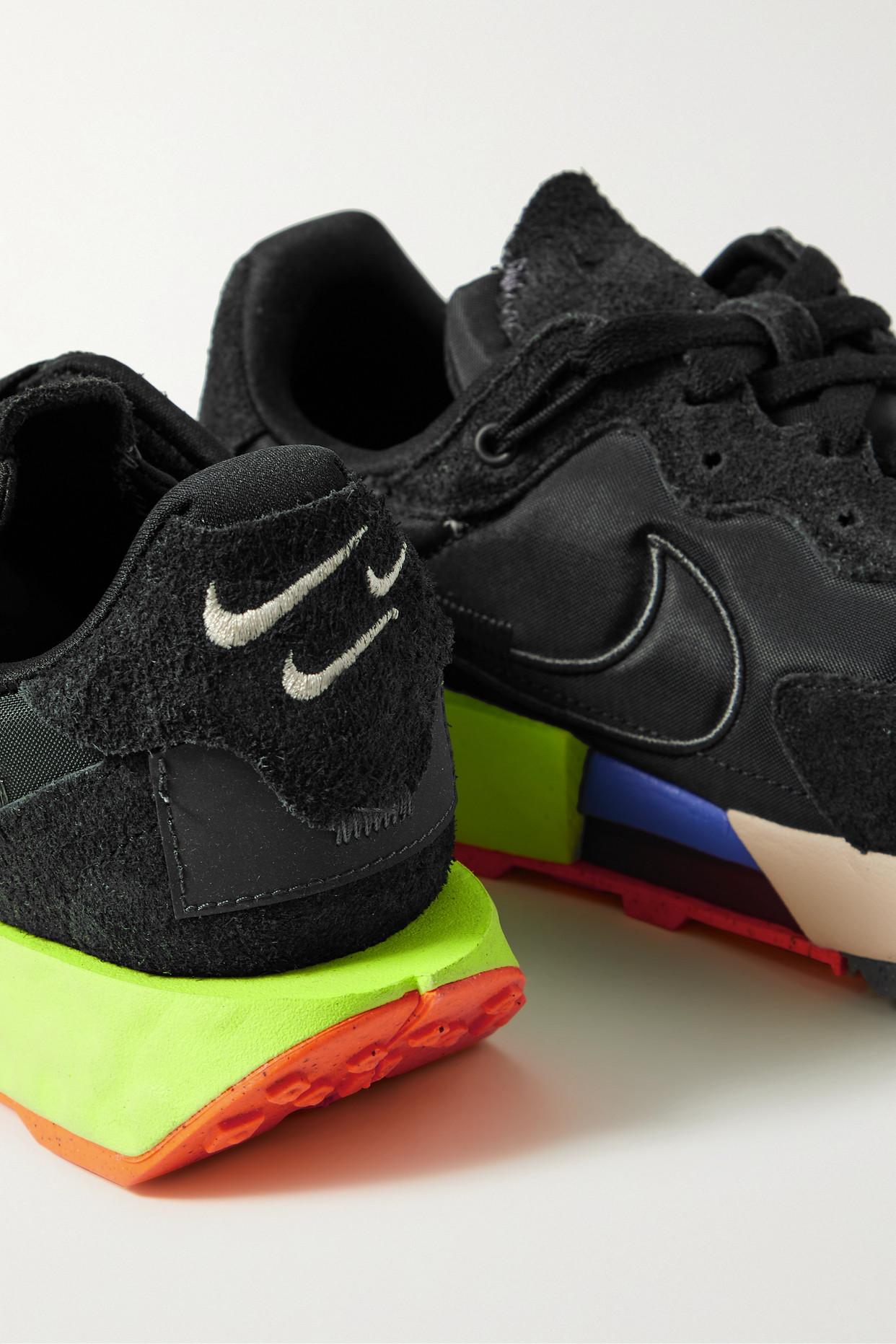 Nike Fontanka Waffle Suede And Mesh Sneakers in Black | Lyst