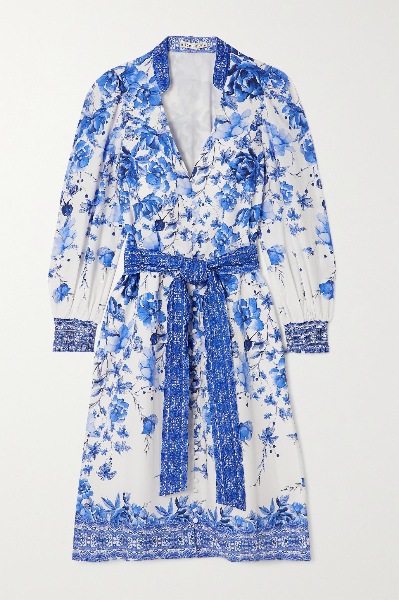 Alice and olivia blue and store white dress