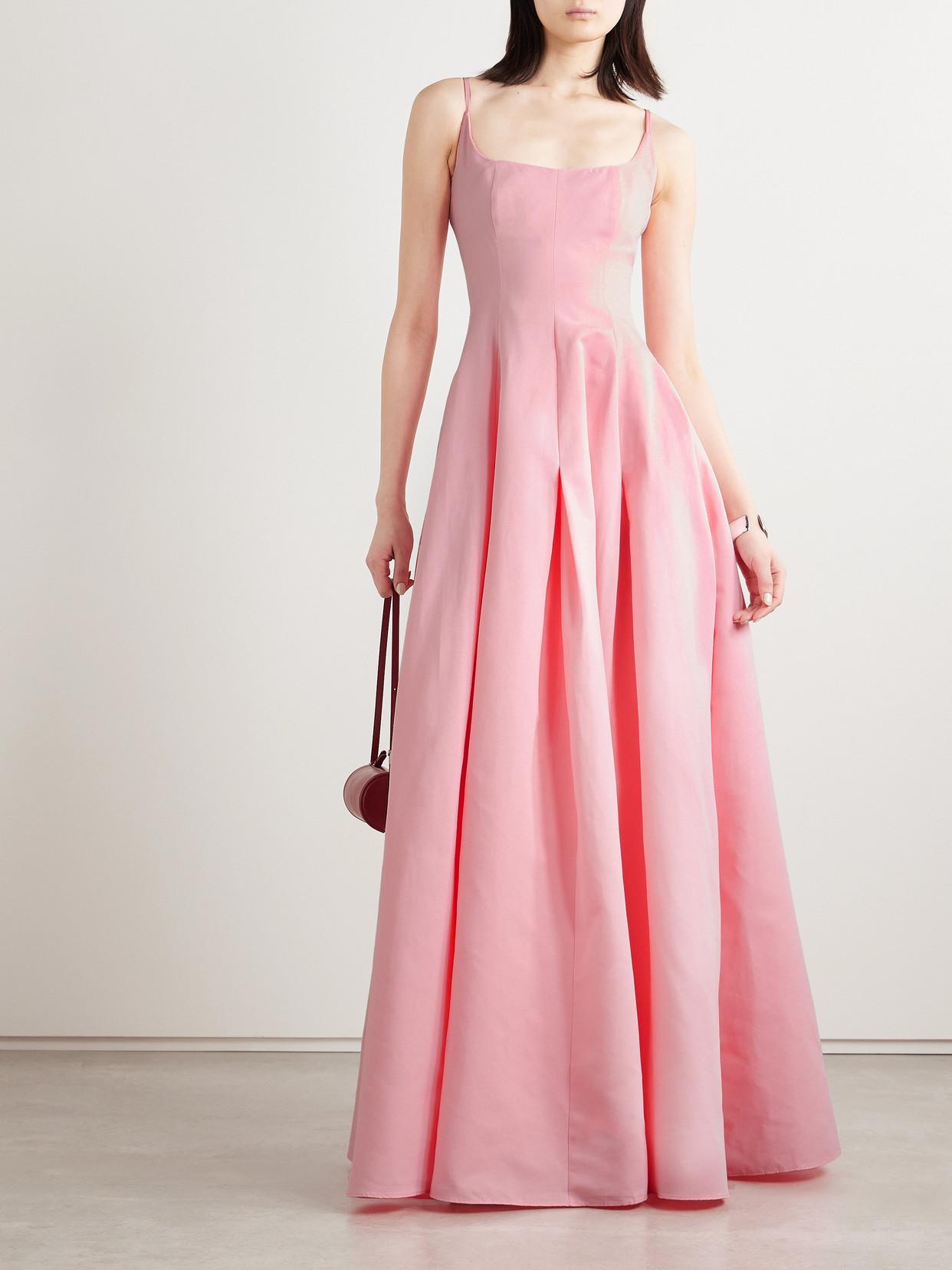 STAUD Joy Pleated Cotton-Blend Faille Maxi Dress in Pink | Lyst STAUD Joy Pleated Cotton-Blend Faille Maxi Dress in Pink | Lyst