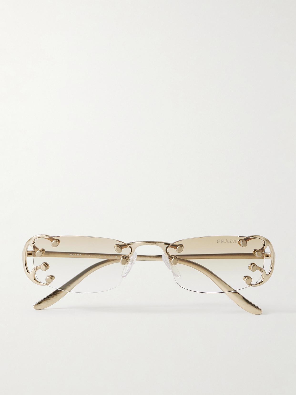 Prada Rimless-Tone Sunglasses in Natural | Lyst