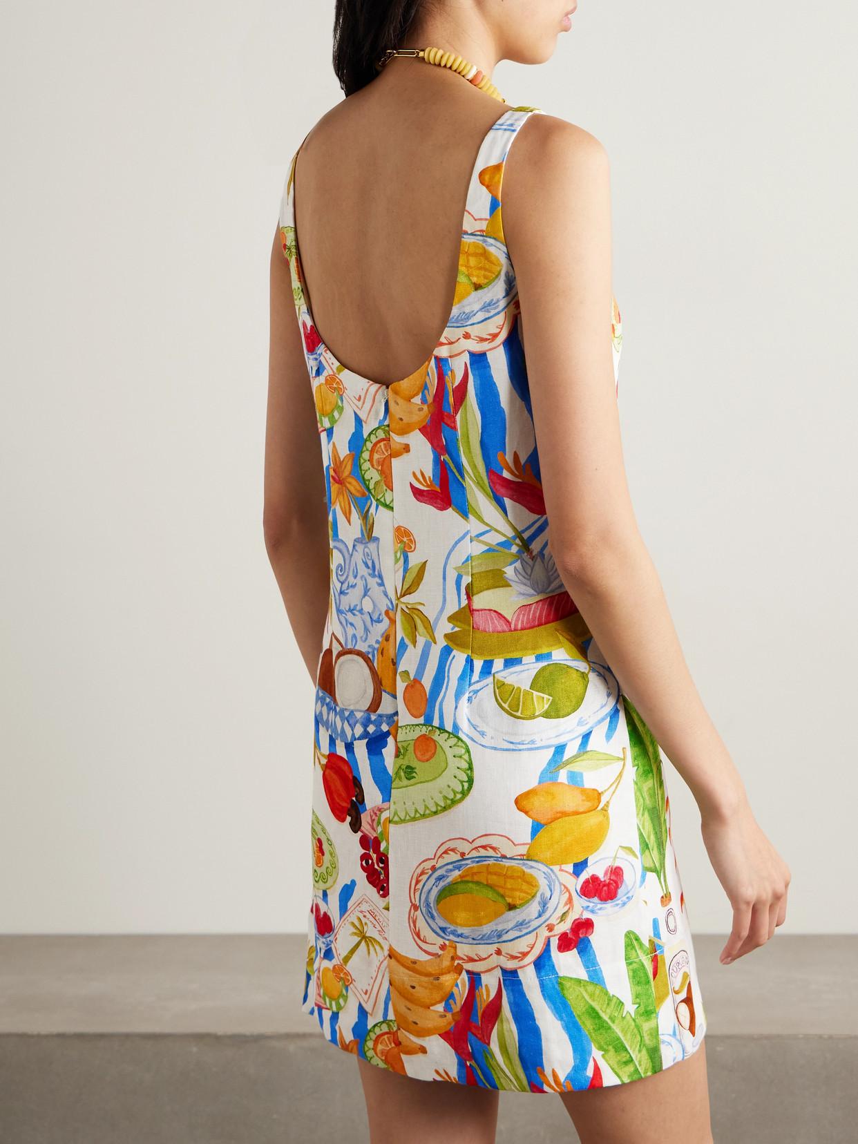 knee length dresses for ladies Cherry Blossom Sleeveless Euroflax Premium Linen Mini Dress