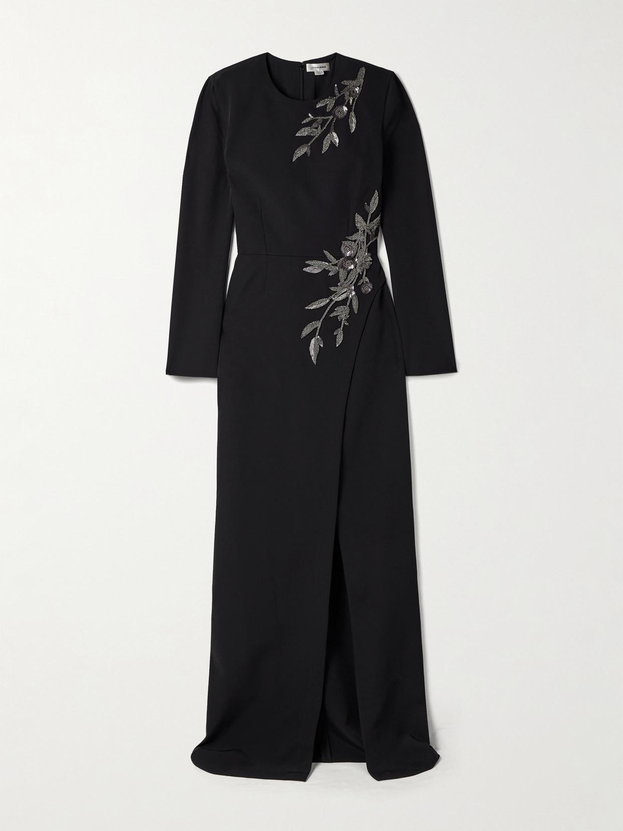 zuhair murad black lace dress Long Black Evening Gowns