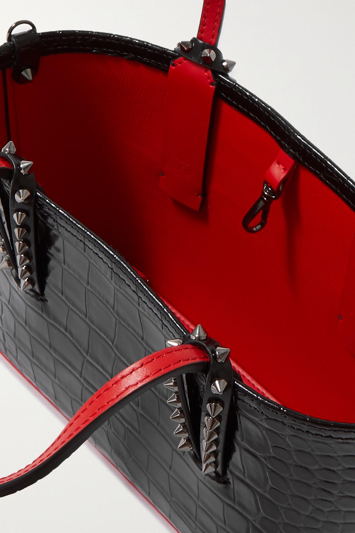 Cabata mini spiked croc-effect leather tote
