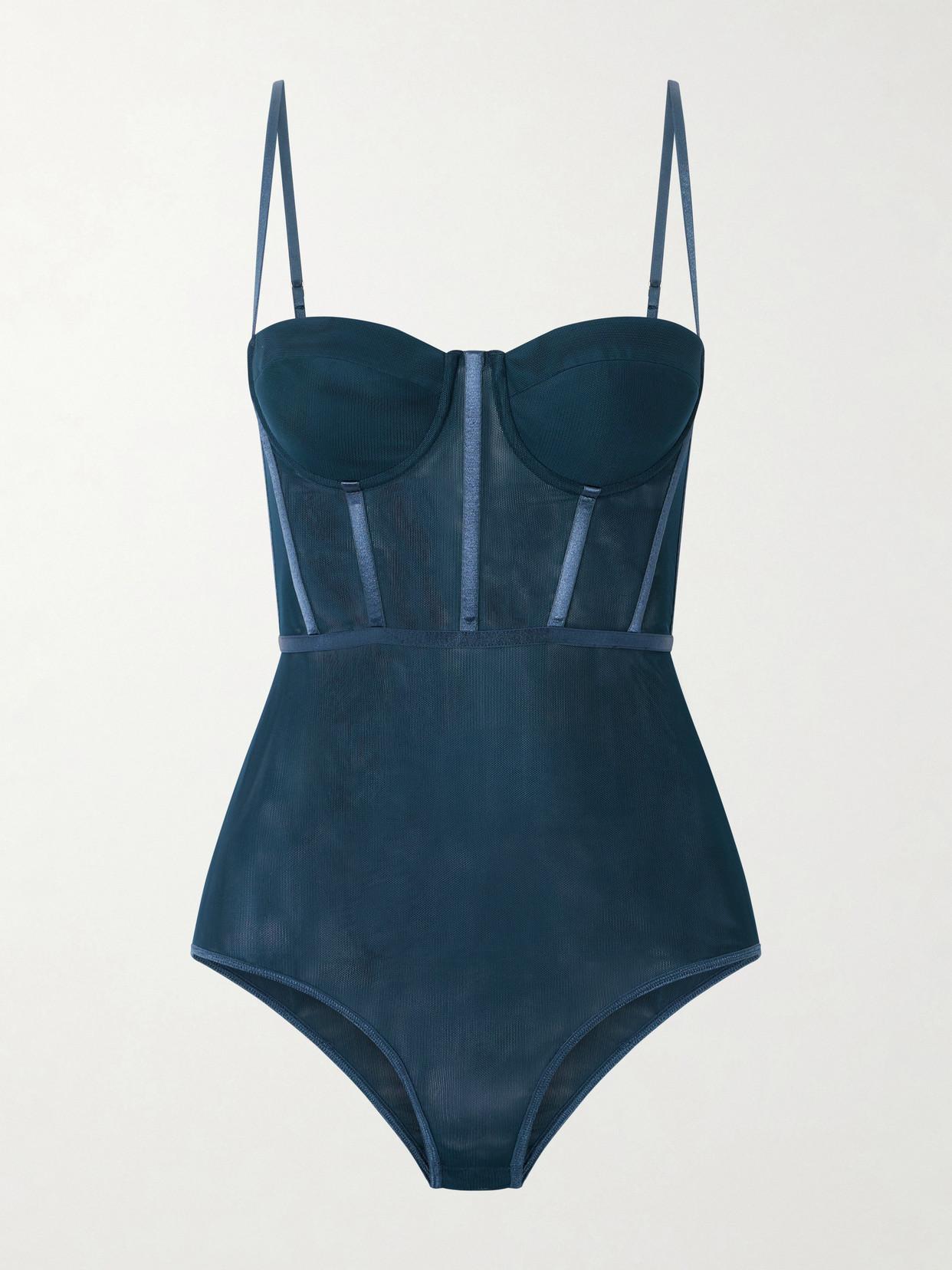 ワンピース andwang corsetminicamionepiece Zimmermann Rebellion Mesh Corset Bodysuit in Blue | Lyst
