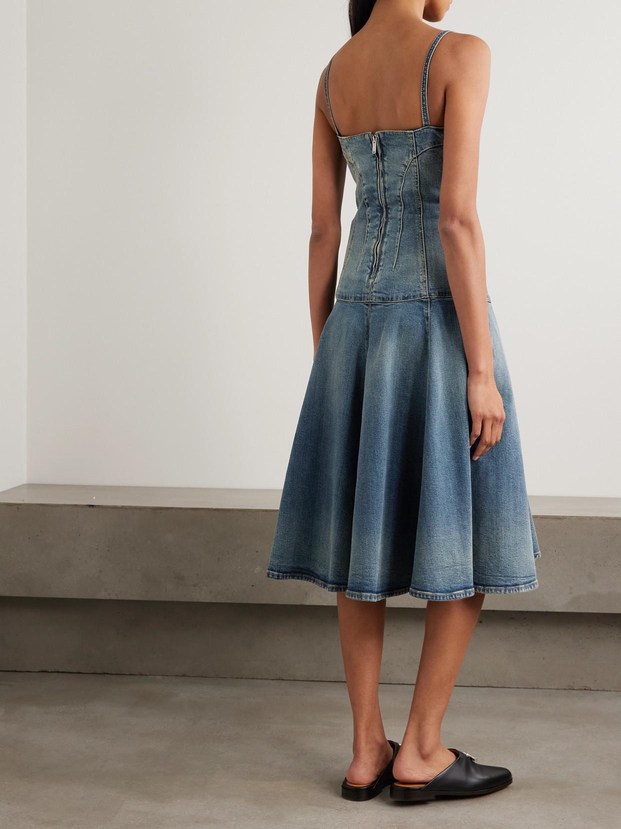 Alexander Mcqueen Strapless Denim Dress McQueen Denim Midi