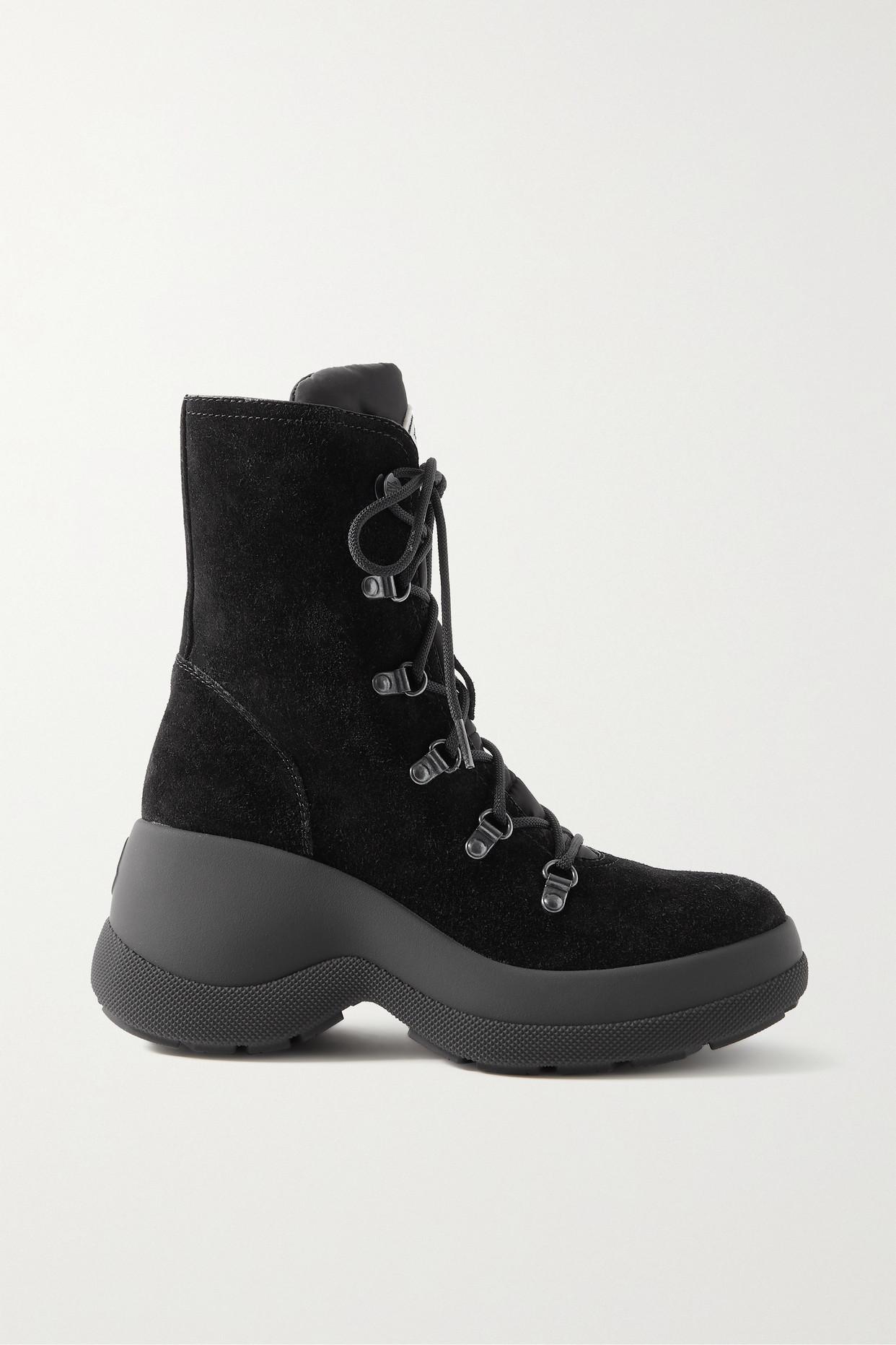 Moncler Resile Trek Shell trimmed Suede Ankle Boots in Black Lyst UK