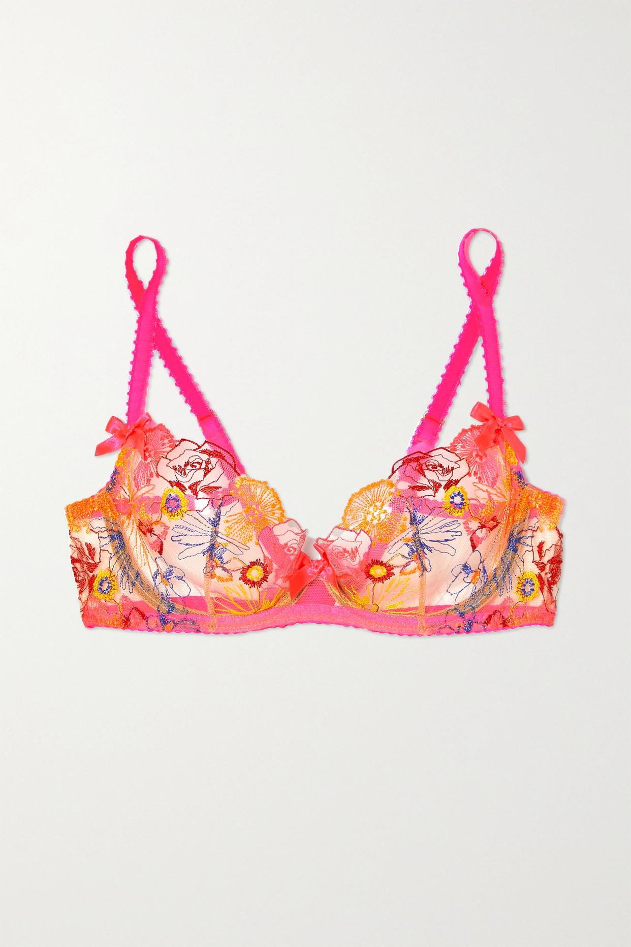 Agent Provocateur Zuri Satin-trimmed Embroidered Tulle Underwired Soft-cup  Bra in Pink | Lyst