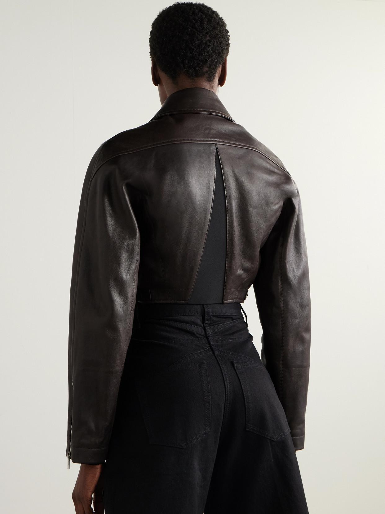 Alaïa Cropped Leather Biker Jacket in Black Lyst UK