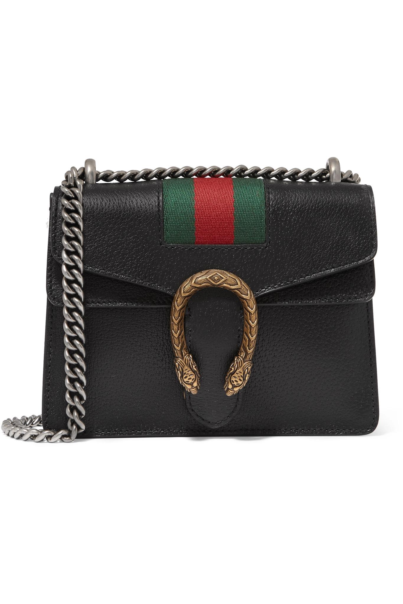 Gucci Dionysus Mini Textured-leather Shoulder Bag in Black - Lyst