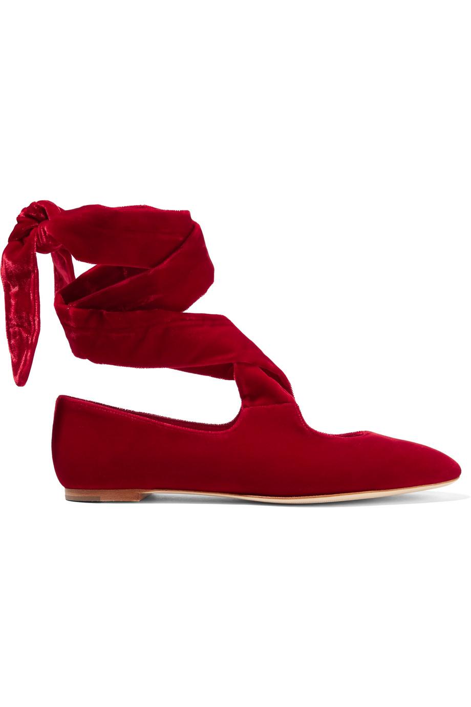 The Row Elodie Velvet Flats W/ Tags in Red | Lyst