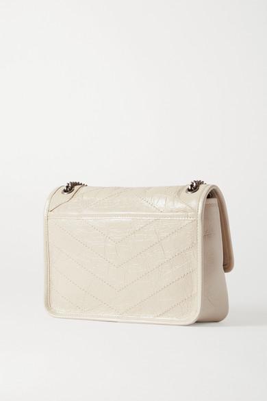 Saint Laurent Niki Baby Mini Crinkled Glossed leather Shoulder Bag