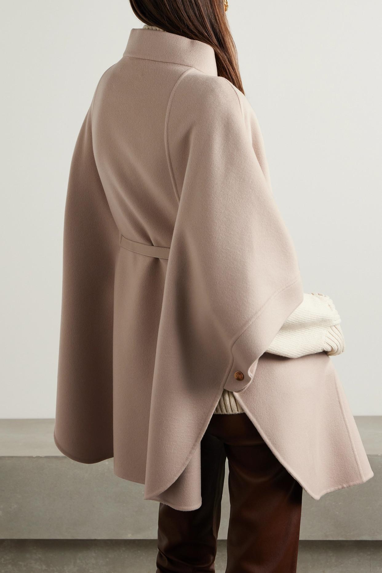 Loro Piana Belted Leather-trimmed Cashmere Cape in Natural | Lyst