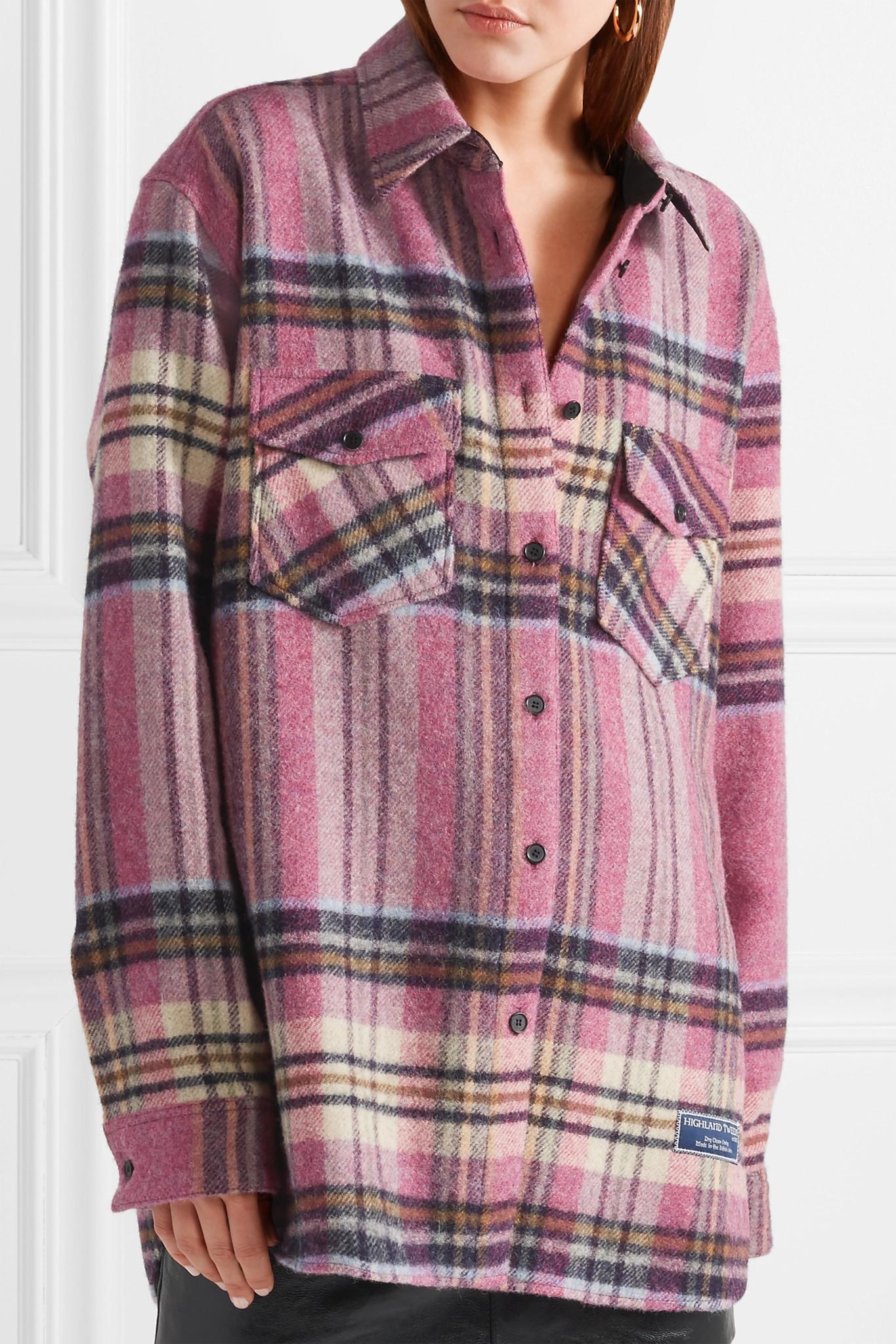 we11done Plaid Woolflannel Shirt in Pink Lyst