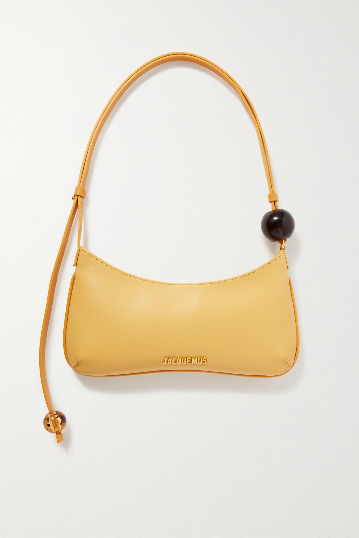 Jacquemus Le Bisou Perle Embellished Leather Shoulder Bag in Yellow | Lyst