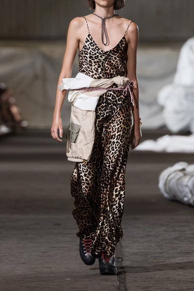 ganni leopard print silk dress Leopard-print chiffon maxi dress - leopard print