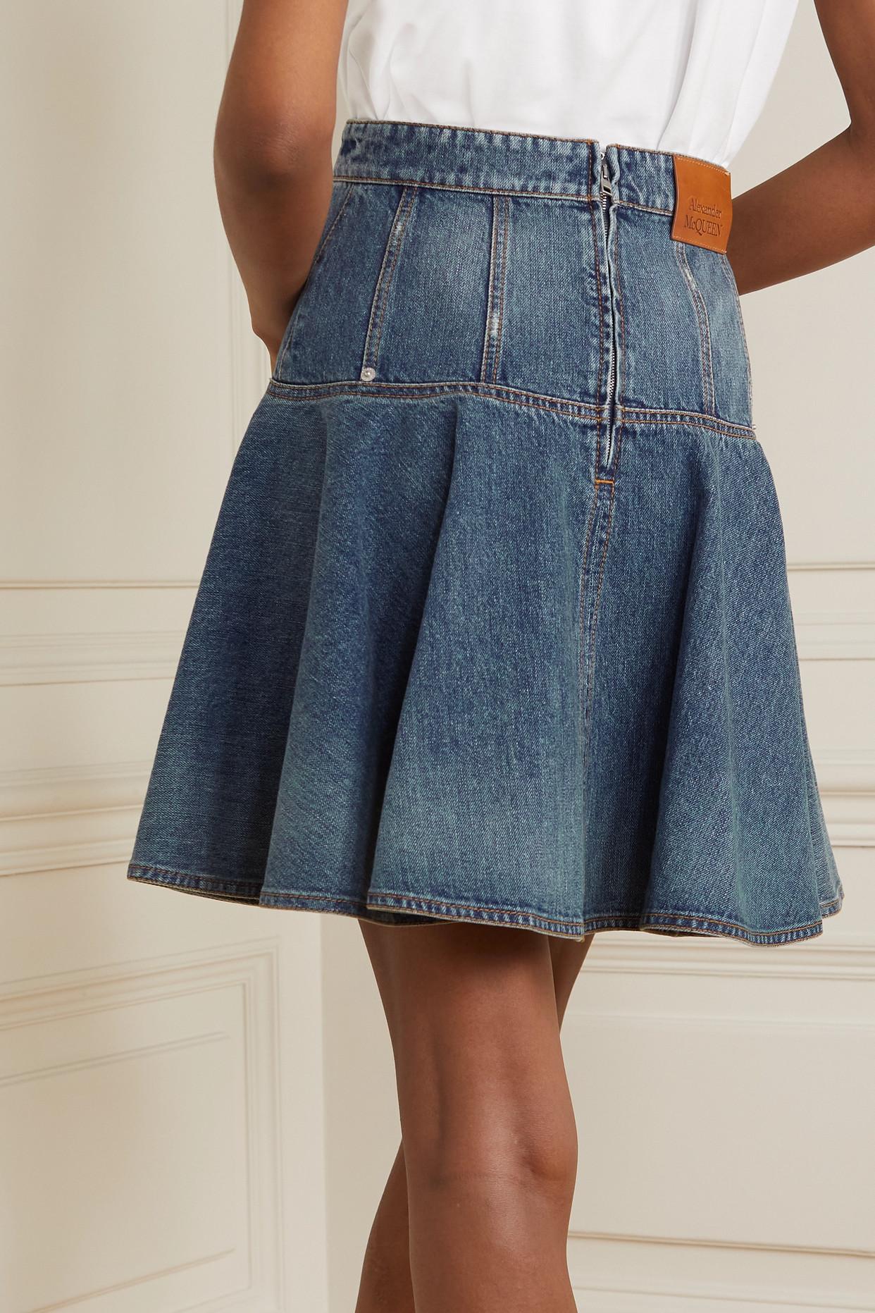 Alexander McQueen Pleated Denim Mini 