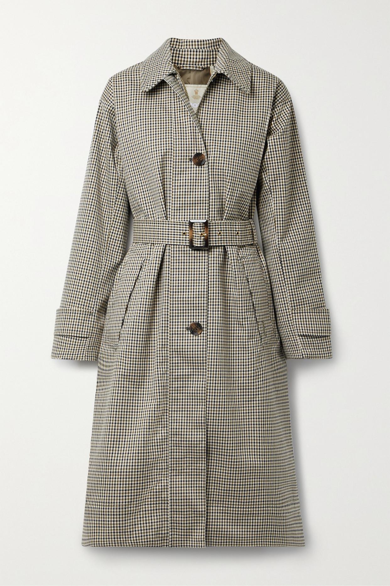 Barbour Somerland Belted Checked Cottonblend Trench Coat in Gray Lyst