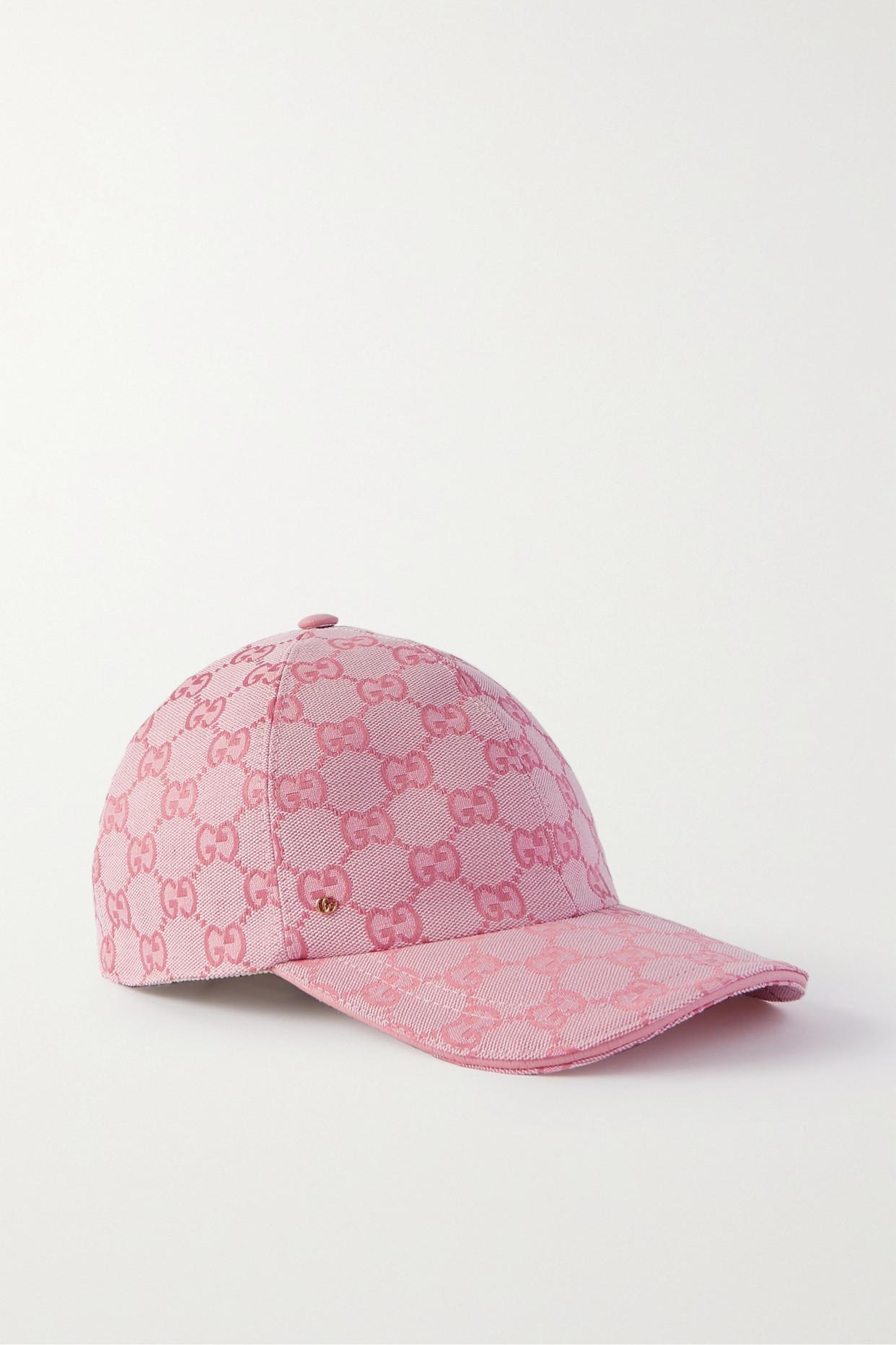 Besmettelijke ziekte aankomst Hoelahoep Gucci Leather-trimmed Cotton-blend Canvas-jacquard Baseball Cap in Pink |  Lyst