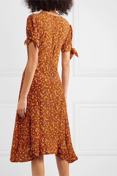 Faithfull The Brand Emilia Floral-print Crepe Midi Dress in Brown | Lyst