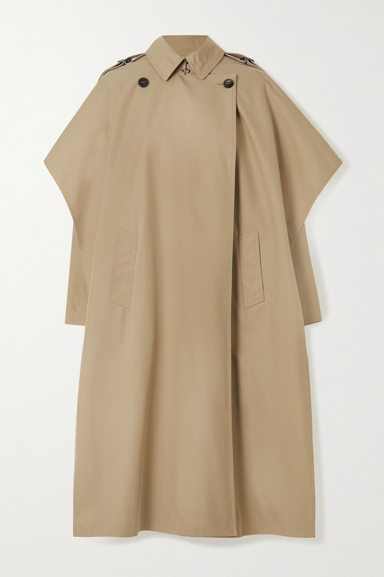 Loewe Cape Effect Cotton Gabardine Trench Coat In Natural Lyst