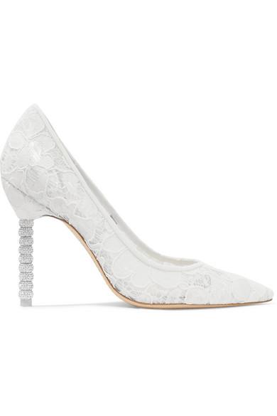 Sophia Webster Coco Crystal-embellished Lace Pumps in White - Lyst