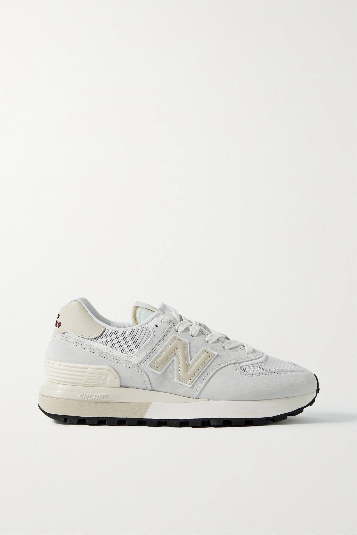 New Balance 574 Shell And Leather-trimmed Suede And Mesh Sneakers in White  | Lyst
