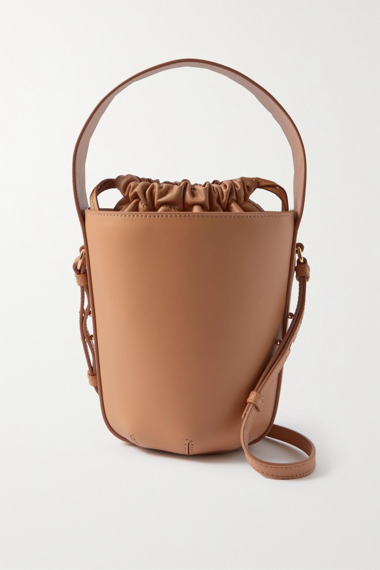 Chloé Sense Embroidered Leather Bucket Bag in Brown | Lyst
