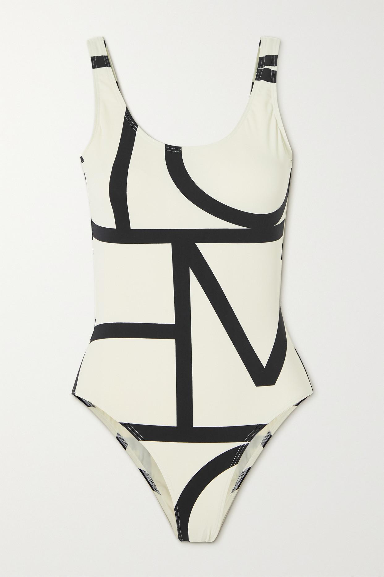 Totême Printed Recycled Swimsuit in White | Lyst