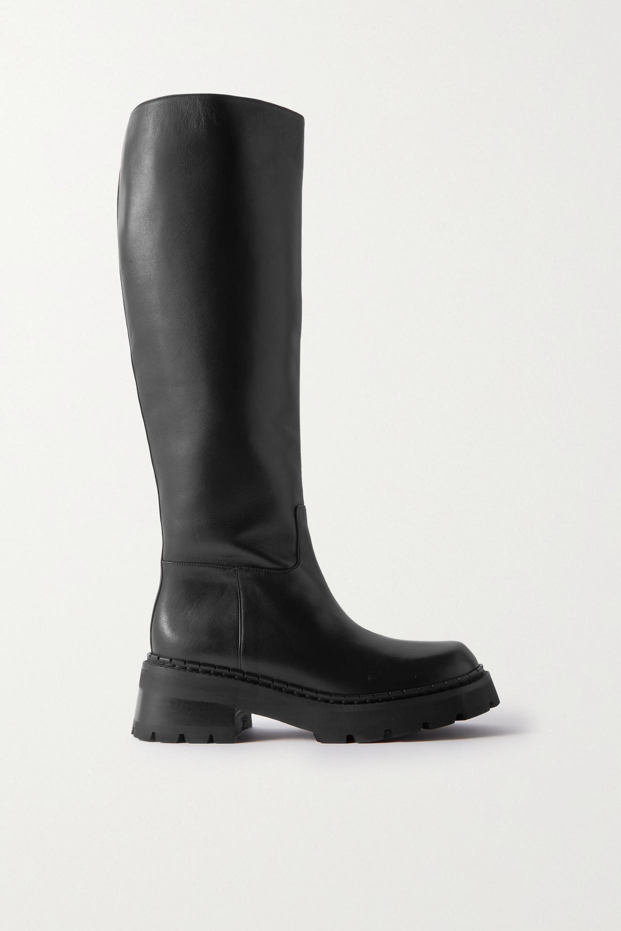 BY FAR Russel Leather Knee Boots in Black | Lyst