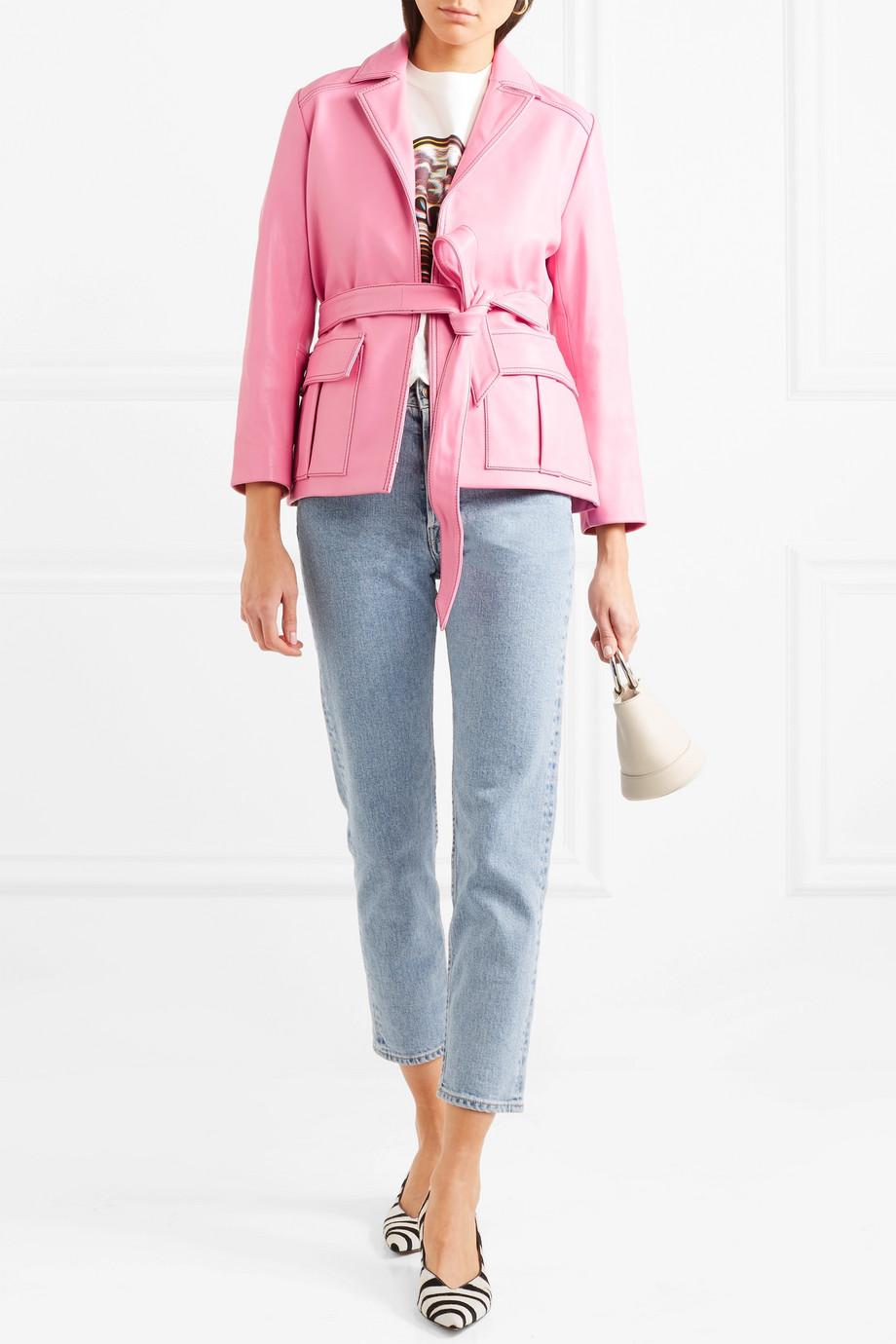 Ganni Passion Leather Jacket in Pink - Lyst