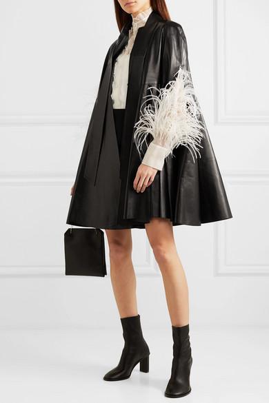 Draped Leather Cape in Black | Lyst