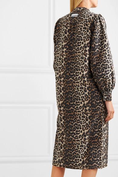 leopard print denim dress