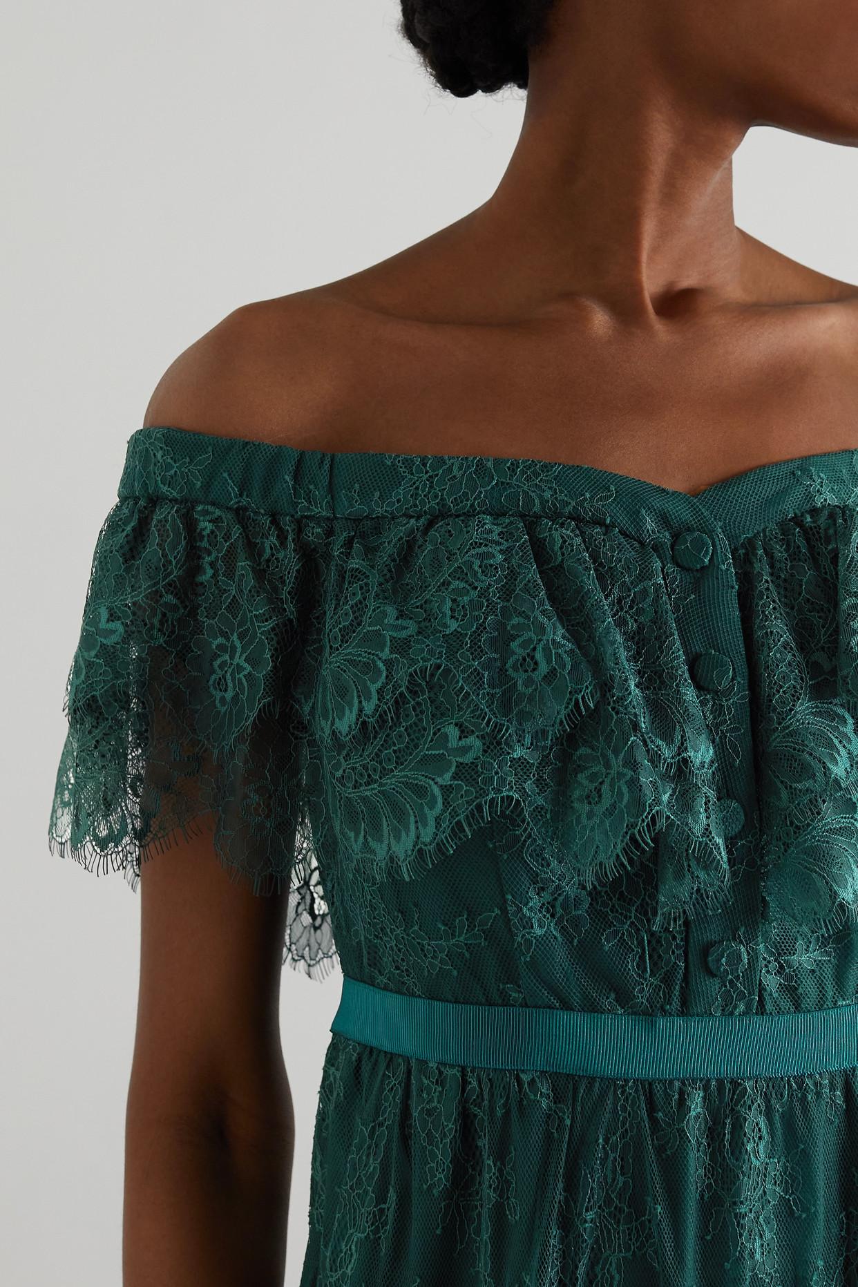 shoulder Tiered Lace Maxi Dress 