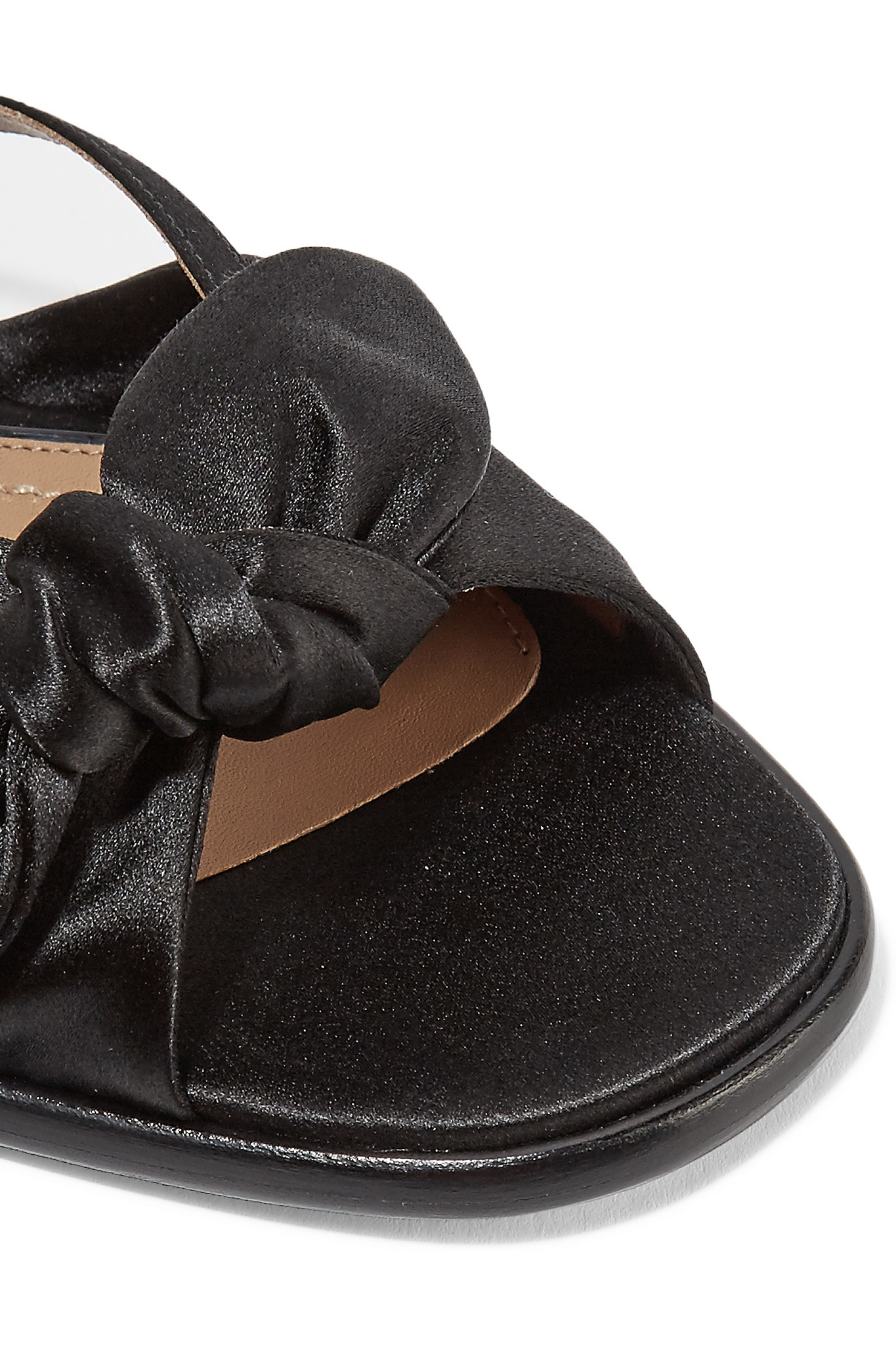 The Row April Bow-embellished Silk-satin Sandals in Black | Lyst