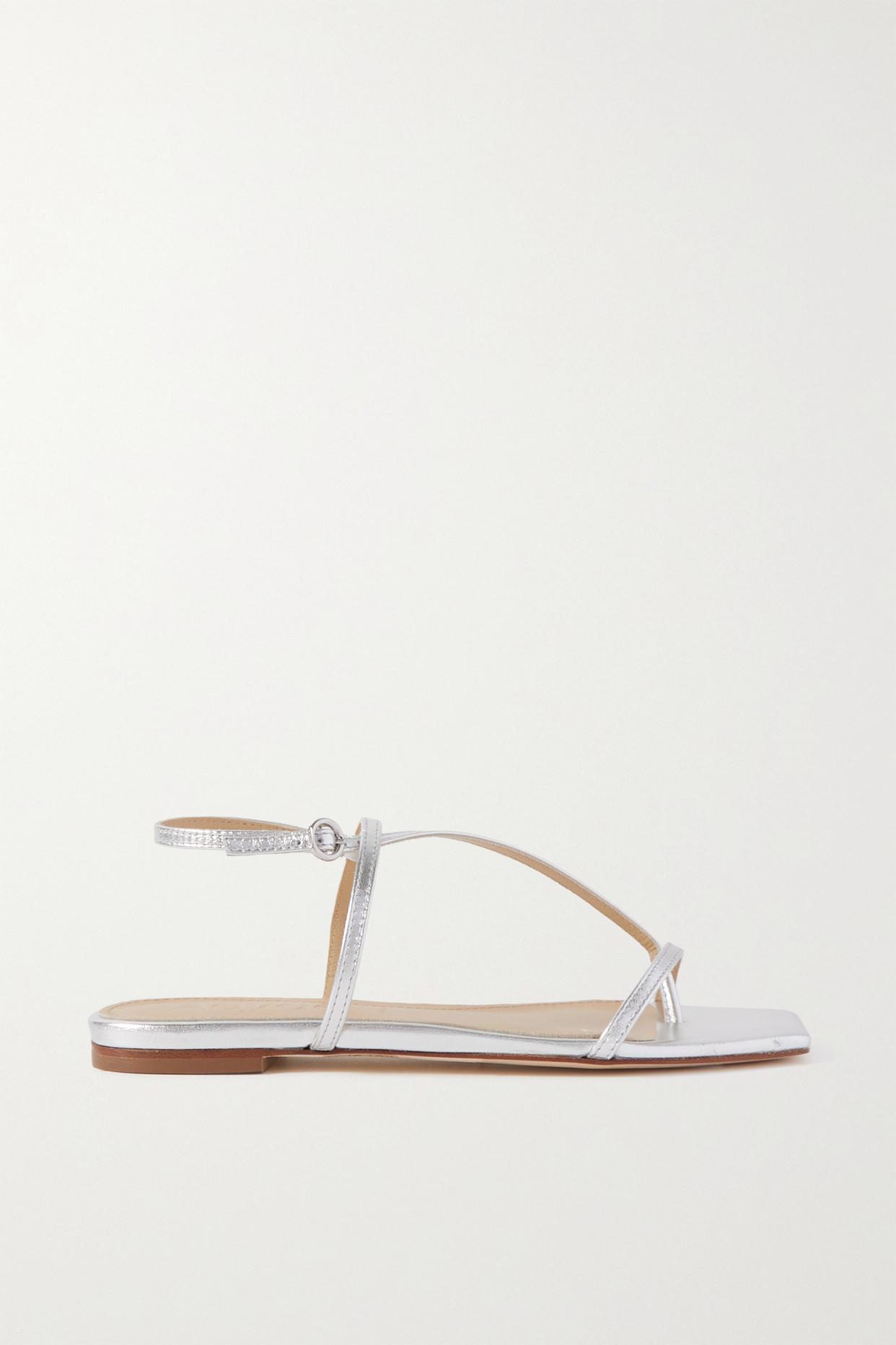 Aeyde Ella Metallic Leather Sandals in White | Lyst