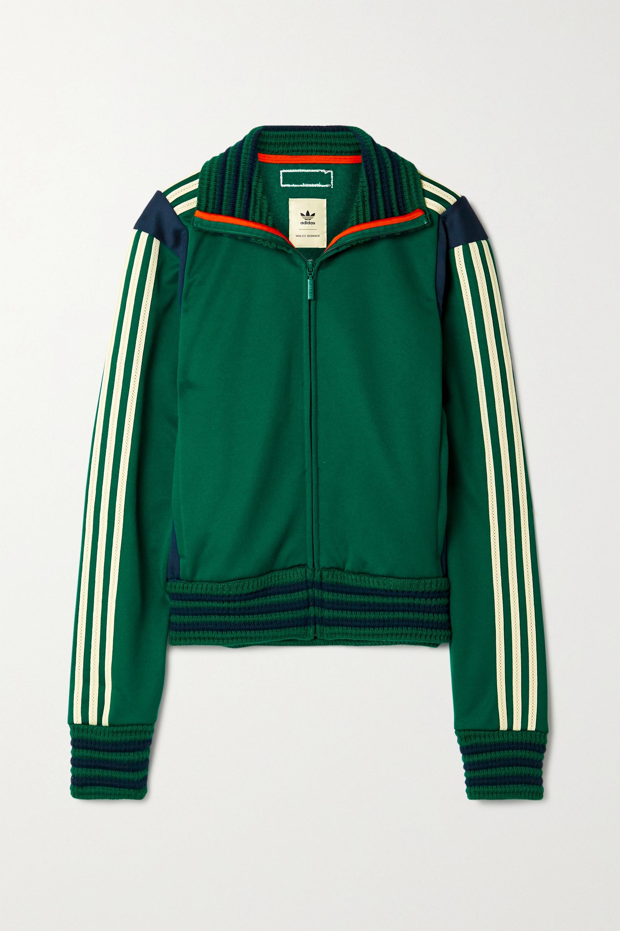 adidas Originals Wales Bonner Lovers Rock Ribbed-knit And Crochet-trimmed  Tech-jersey Track Jacket in Green | Lyst