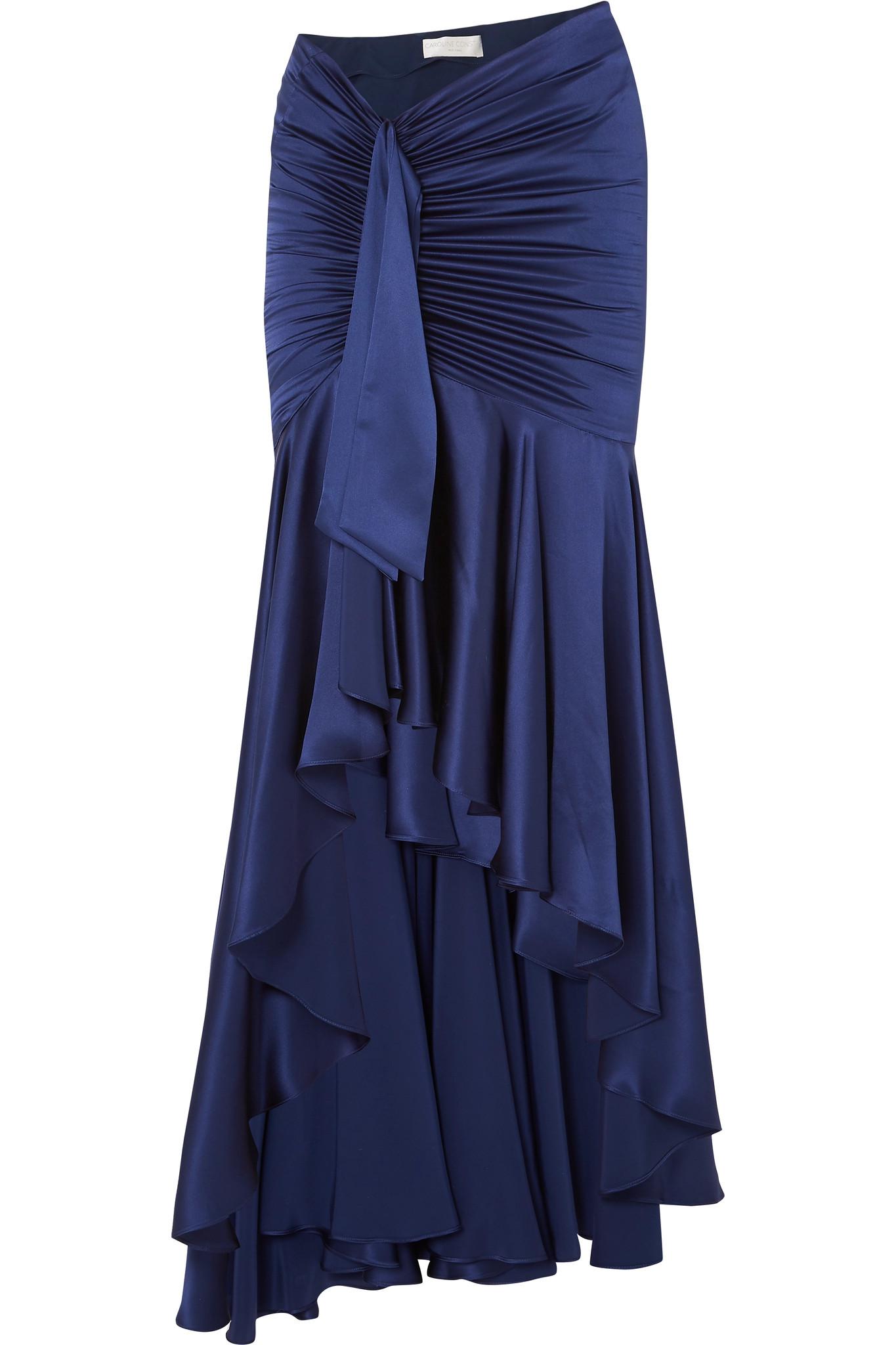 Women's Satin Maxi Skirt | Heavy Drape High Waisted A-Line | Formal Long Skirt For Weddings, Parties, Office