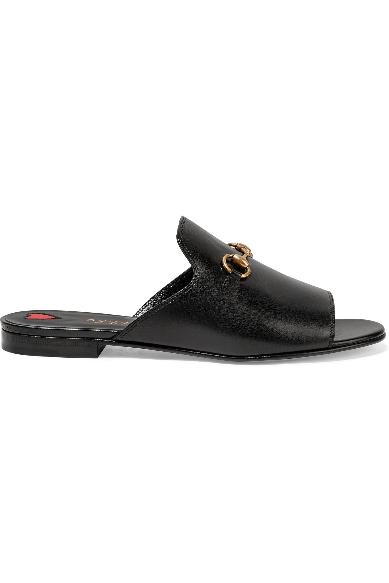 Gucci Horsebitdetailed Leather Slides in Black Lyst