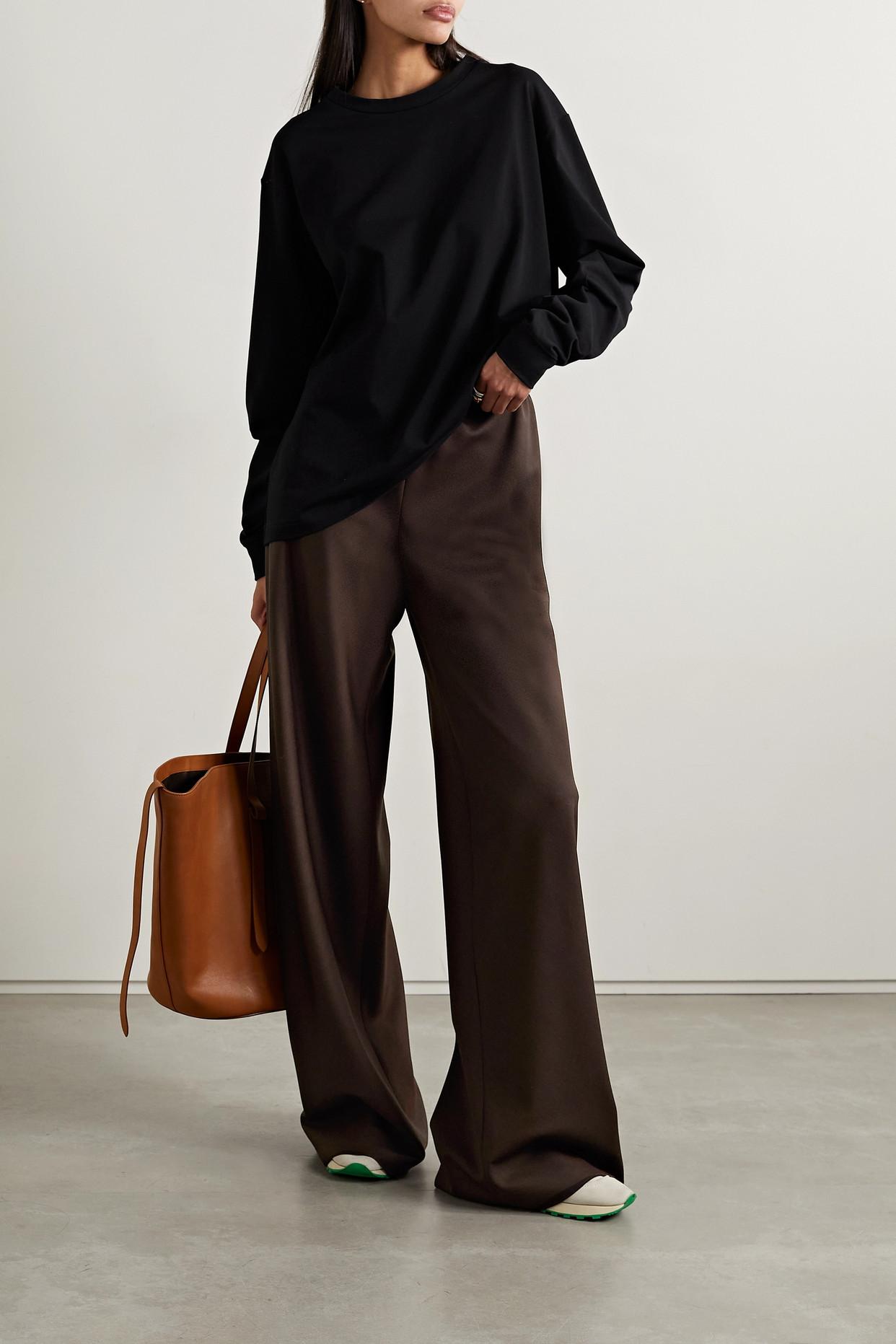 The Row Gala Wool And Mohair-blend Wide-leg Pants in Brown | Lyst