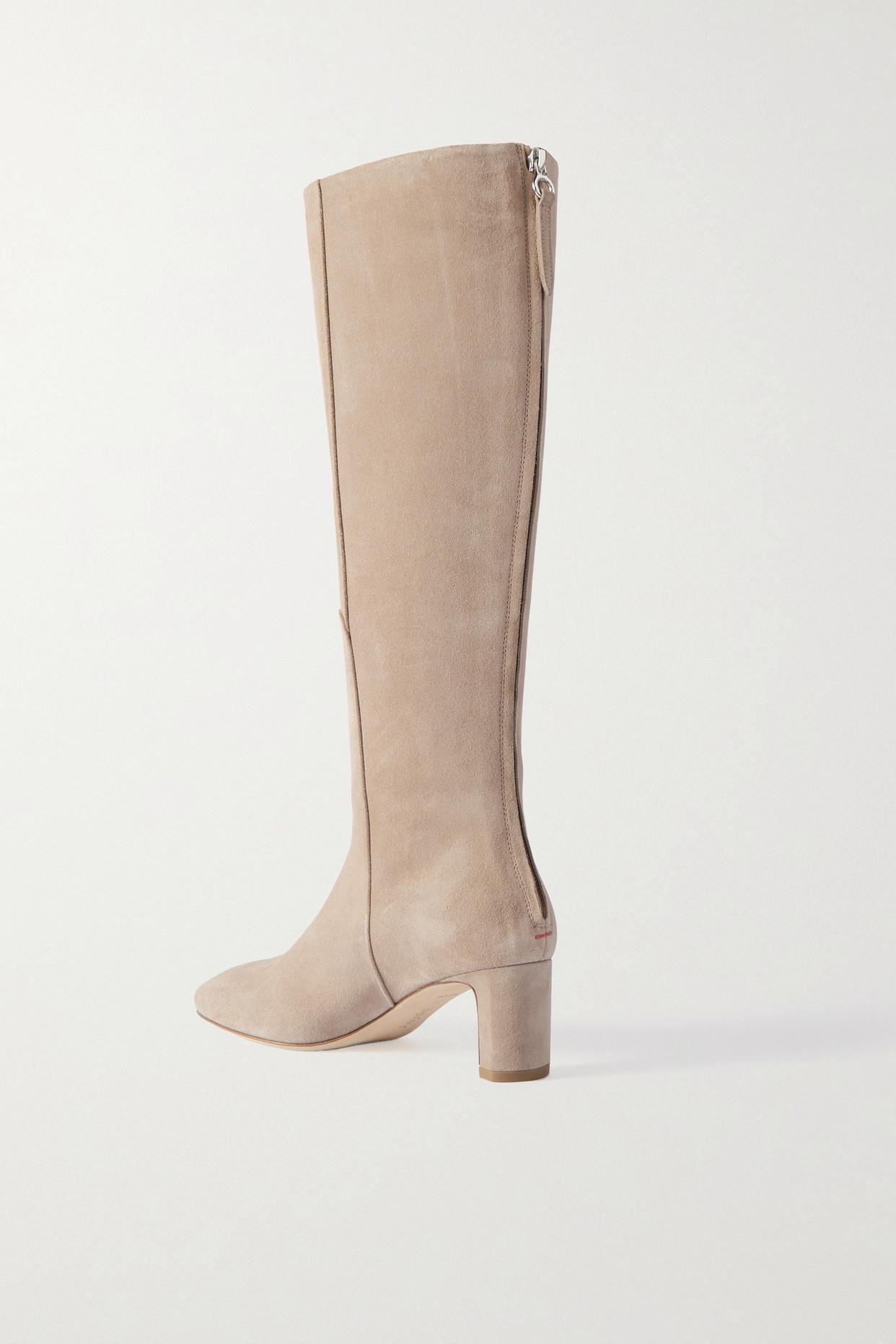 Aeyde Taylor Suede Knee Boots in White | Lyst