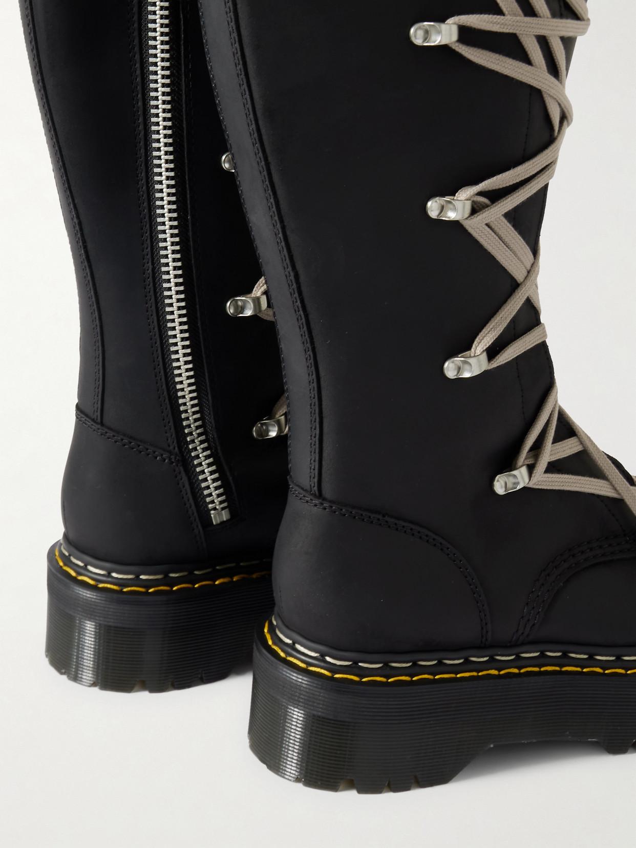 Rick Owens Dr. Martens 1460 Quad Sole Pentalace Leather Knee Boots