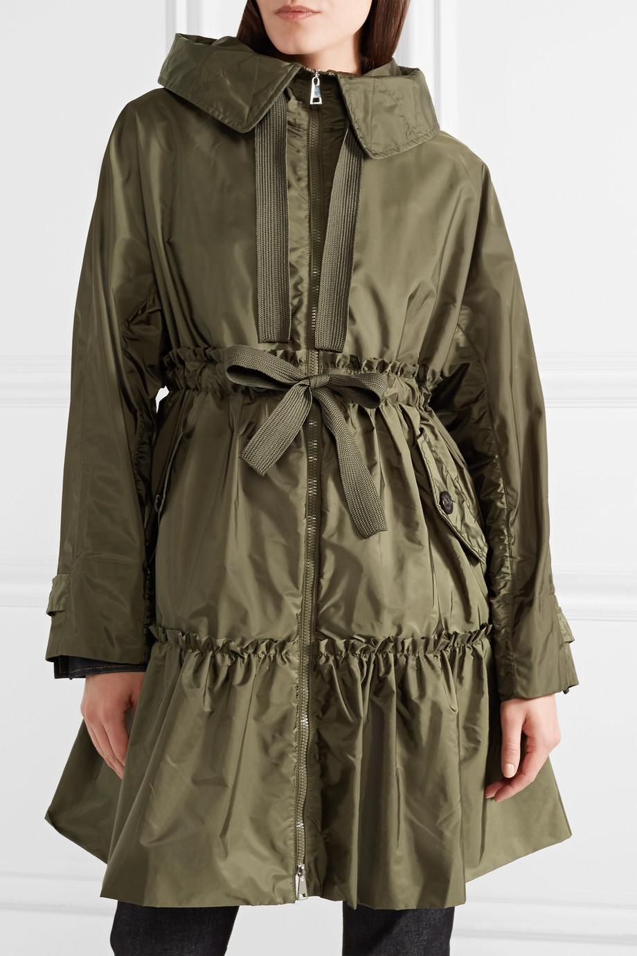 Moncler Hooded Ruffled Shell Jacket in Army Green (Green) Lyst